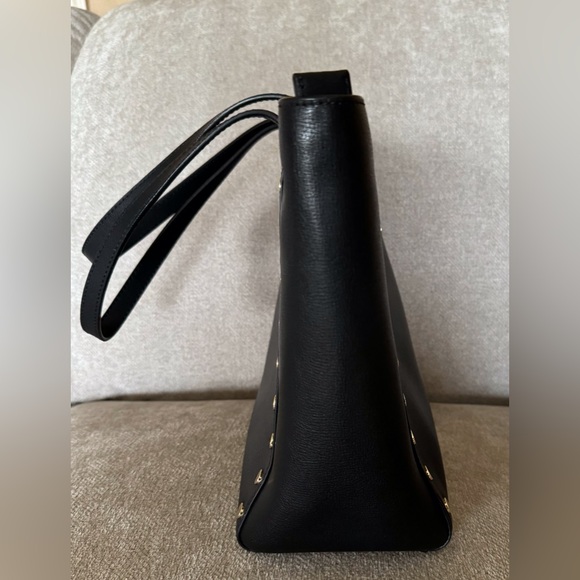 Stunning Black Michael Kors Rivington Gold Studded Medium Tote - Picture 3 of 11